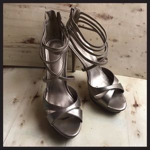 Aldo gold strappy platform stiletto heels size 39